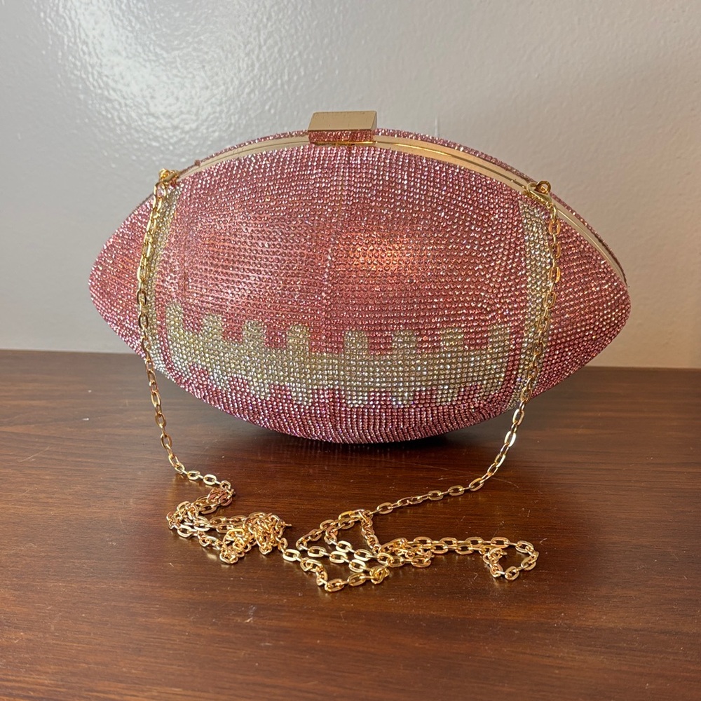 Pink Rhinestone Football Clutch